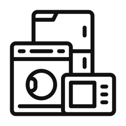 Line icon of a washer, microwave and small kitchen appliances