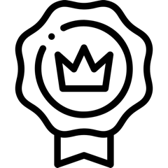 Line icon of a quality badge with a crown